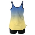 thumbnail image 5 of FAVIPT Bathing Suits for Women Floral Printed Tummy Control Swimsuits Modest Athletic Tank Top with Shorts Yellow,L, 5 of 5
