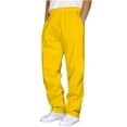 thumbnail image 2 of LIBRCLO Mens Sweatpants with Pockets Athletic Workout Sweat Pants Running Joggers Sweatpants Open Bottom, Yellow 3XL, 2 of 5
