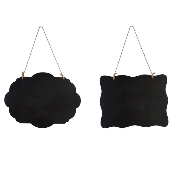 FRCOLOR Notes Board 2Pcs Mini Hanging Wooden DIY Blackboard Double Sided Drawing Board (Black),10.04"X7.87"X0.12"