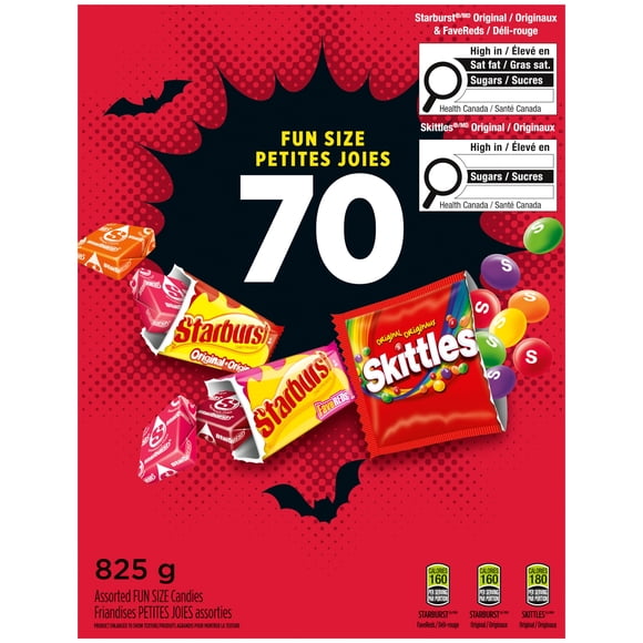 SKITTLES et STARBURST Friandises PETITES JOIES Fruitées d'Halloween 70 Unités