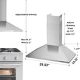 thumbnail image 4 of Ourlova 30 Inch Wall Mount Range Hood - 250 CFM Ducted/Ductless Convertible with 3-Speed ​​Fan LED Lights Aluminum Filter and Push Button Controls Stainless Steel, 4 of 7