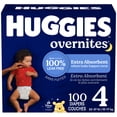 thumbnail image 1 of Huggies Overnites Nighttime Baby Diapers, Size 4 (22-37 lbs), 100 Count, 1 of 9