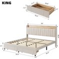 thumbnail image 2 of Upholstered Bed Frame with Storage Headboard and Charging Station, Platform Bed Frame with Drawers, Heavy Duty, No Box Spring Needed, Easy Assembly, Beige, King Size, 2 of 8