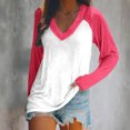 thumbnail image 2 of FAIWAD Women’s Color Block Tunic Top Long Sleeve Patchwork V Neck Plus Size Pullover Top, 2 of 4