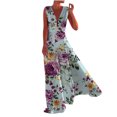 thumbnail image 2 of SMihono Robe Maxi Bohème d'Été pour Femmes Grande Taille Mode Décontractée d'Été Sans Manches à Col en V Robe Imprimée à Fermeture Éclair Robe pour Femmes Longues Robes Robe de Plage Évasée, 2 of 5