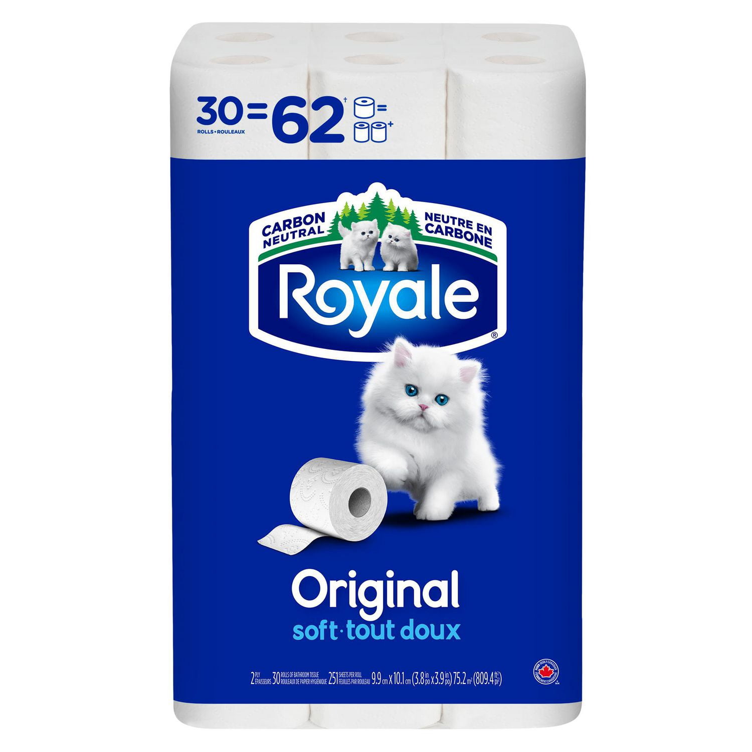 Royale Everyday Comfort, 2 Ply Toilet Paper, 30 Equal 62 Bathroom Tissue Rolls
