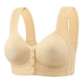 thumbnail image 1 of Comfortable Bra - Women's Non Steel Ring Style Printed Gathered Middle Button Breathable Underwear Daily Bra - Yellow, 1 of 6