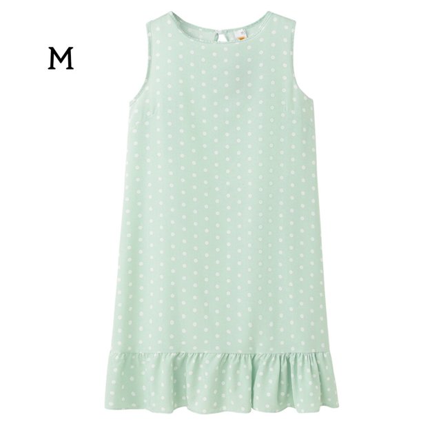 facefd Robe Femme à Pois Sans Manches Vêtements Ample Robe Débardeur à Volants Verte m