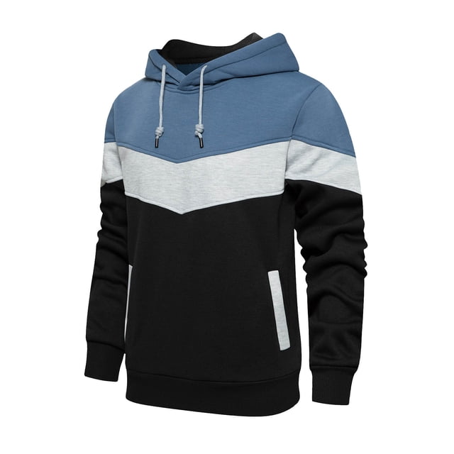RXIRUCGD Haut à Capuche Décontracté pour Homme en Peluche à Blocs de Couleur, Facile, à Manches Longues, Bleu, Taille : TG