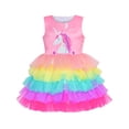 thumbnail image 1 of Girls Dress Pink Unicorn Ruffle Rainbow Cake Skirt 8 Years, 1 of 6