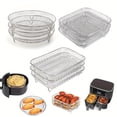 thumbnail image 3 of HLONK [2pcs Stainless Steel Air Fryer] 2pcs Stainless Steel Air Fryer Accessories Set | Stackable  Dishwasher Safe  Suitable for Oven and Air Fryer  Perfect for Healthy Holiday Baking, 3 of 6