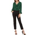 thumbnail image 2 of INSPIRE CHIC Blouse à Volants pour Femme, Élégante, Col en V, Manches Longues, Haut Habillé pour le Travail, m Vert, 2 of 8