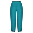 thumbnail image 4 of Timegard Plus Size Pants for Women Elastic Waist Solid Color Comfy Fall Casual Crop Pants with Pockets, 4 of 5