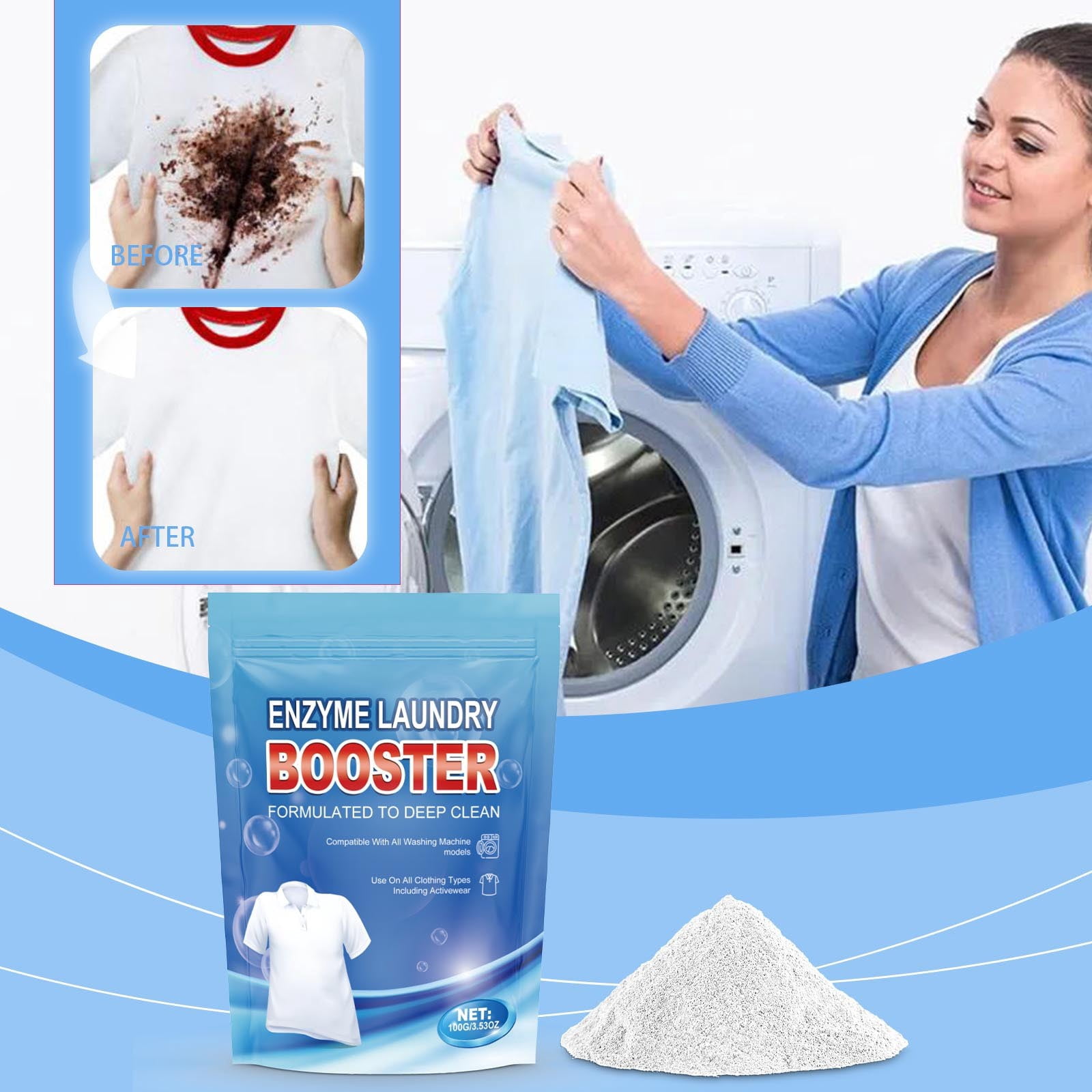 LSLJS Enzyme Laundry Booster Laundry Deodorant Laundry Detergent, Scrubbers, Home Accessories