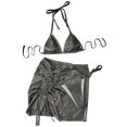 thumbnail image 4 of Swiftwear Womens Two-Piece Bikini Swimsuit Set with Adjustable Triangle Top and Ruched High-Waisted Skirt Gray M, 4 of 4