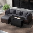 thumbnail image 4 of Costway 5 PCS Patio Furniture Set Heavy-duty Frame Rattan Sofa Set with 60,000 BTU Firepit Table Gray, 4 of 10