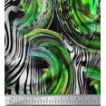 thumbnail image 1 of Soimoi Green Poly Georgette Fabric Stripe & Leopard Animal Skin Print Sewing Fabric BTY 42 Inch Wide, 1 of 3