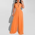 thumbnail image 2 of Womens Halter Neck Backless Loose Chiffon One-Piece Wide Leg Jumpsuit Overalls Full Length Long Pants Beach Boho Rompers, 2 of 7