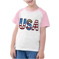 thumbnail image 2 of MKOSPLRT Chandails USA Tout-Petits Chandails Drapeau Américain Manches Courtes T-Shirts Raglan à Blocs de Couleur Col Rond T-Shirts Jour de l'Indépendance Chandails de Rentrée, 2 of 7