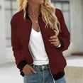 thumbnail image 1 of Liquidation d'Économies d'Été! Veste Bomber de Baseball Zippée à Poches Unie Décontractée pour Femmes, 1 of 5