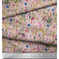 thumbnail image 2 of Soimoi Pink Poly Georgette Fabric Leaves & Floral Printed Fabric 1 Yard 52 Inch Wide, 2 of 3