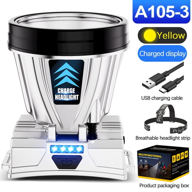 RKSTN the headlamp Super Bright Rechargeable High Power Headlamp, Outdoor Camping, Fishing, Lithium Battery, Head Mounted Flashlight For Light Detection
