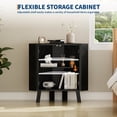 thumbnail image 3 of Yiwa Armoire de Rangement d'Angle à 3 Niveaux, Armoire d'Accent Style Ferme avec Porte Cannelée et Tablette Ajustable pour Salon, 3 of 8