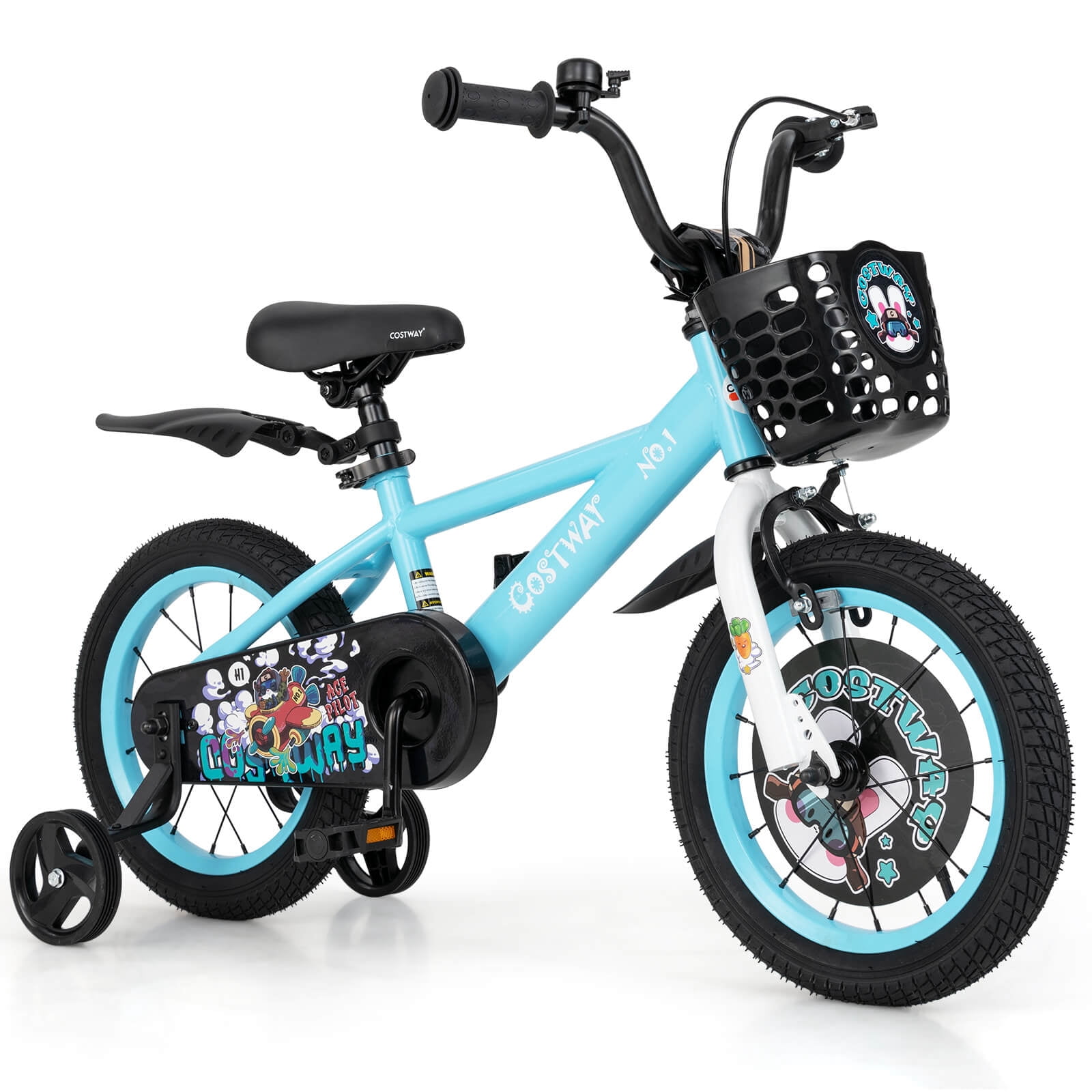 Costway 14" Kid's Bike for 3-5 with Height-Adjustable Handlebar & Saddle Handbrake Blue