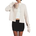 thumbnail image 1 of Gupgi Cardigan Tricoté Uni pour Femmes, Chandails à Boutons devant, Col Rond Décontracté, Manches Longues, Hauts en Tricot, 1 of 9