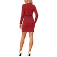 thumbnail image 3 of INSPIRE CHIC Robe de Bureau Élégante pour Femme, Encolure Cœur, Robe Crayon Moulante Ceinturée, L Rouge, 3 of 5