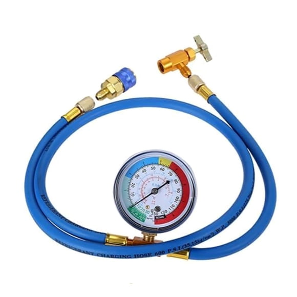 APPLAYERR R134A Recharge Kit 59 Inch Hose with Gauge Auto AC 1/2 Acme 1/4 SAE Fits R12 R22 Refrigerant Self Sealing Can Tap