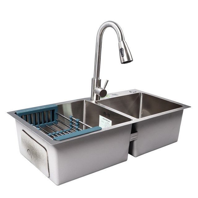 Kitchen Sink Kit, Pull Out Faucet Drop in Kitchen Sink Kit Drainer Basket for Home Use