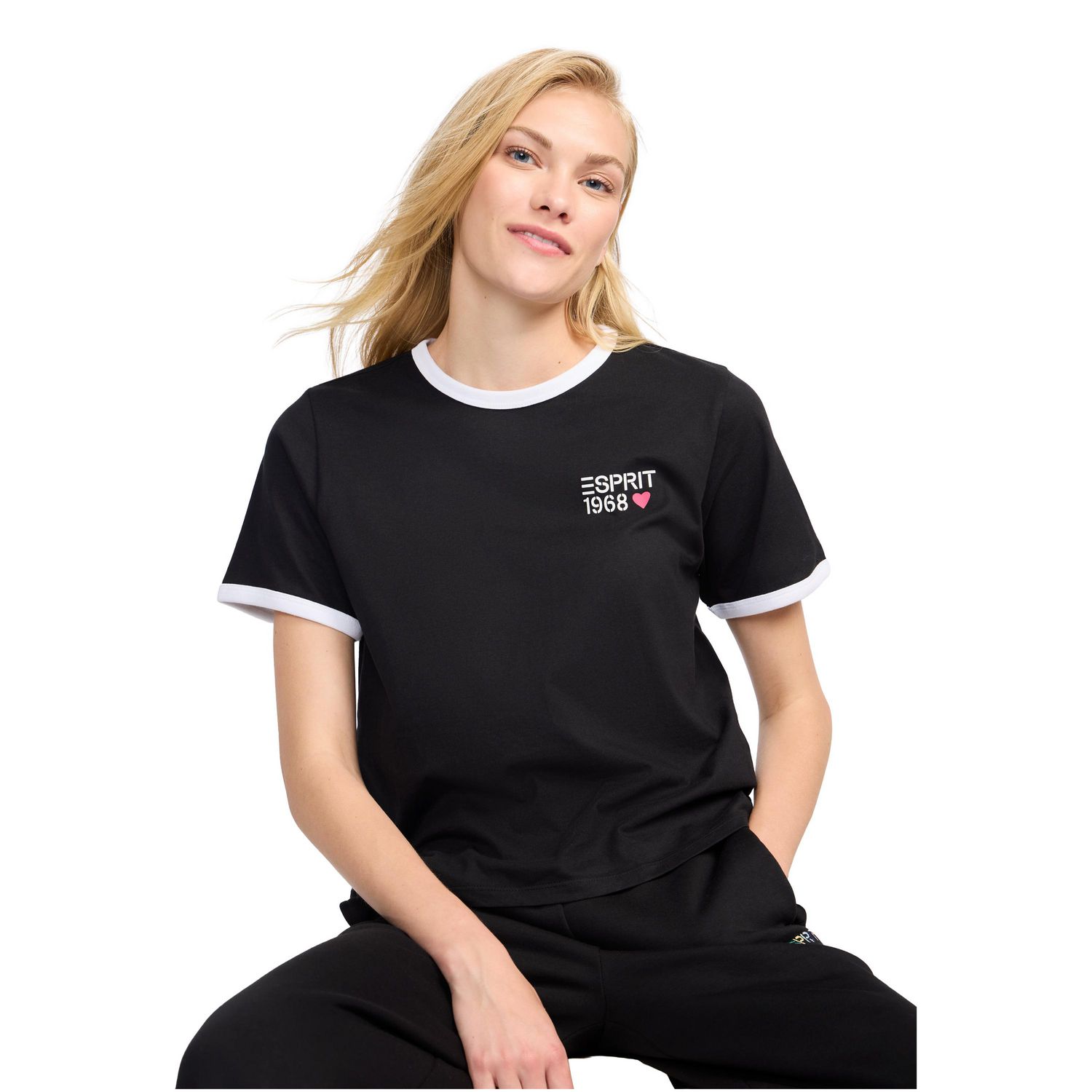 Esprit Women's Short Sleeve Ringer T-Shirt, Sizes XS-XXL