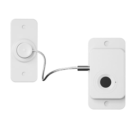 Serrure Intelligente à Empreinte Digitale pour Tiroirs, Armoires, Réfrigérateurs et pour Fenêtres - Dispositif de Sécurité Sans Clé Rechargeable par USB avec Câble en Fil d'Acier Ajustable pour le Rangement à la Maison Ou au Bureau (Blanc)