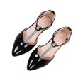 thumbnail image 3 of RKSTN Girls Shoes Girls Sandals Rhinestone Shiny Pu Leather Upper Pumps Chunky Block Heel Pointed Toe Ankle Strap Slingback French Style Summer Evening Host Shoes for 4-12 Years, 3 of 6