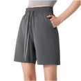 thumbnail image 2 of Timegard Womens Workout Shorts Elastic Waisted Drawstring Trackshorts Active Hiking Yoga Shorts with Pocket, 2 of 3