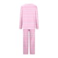 thumbnail image 5 of Timegard Ensembles de Pyjamas pour Femmes 2 Pcs à Rayures Manches Longues Col en V Haut Froncé et Pantalon Tenues de Pjs d'Automne, 5 of 5