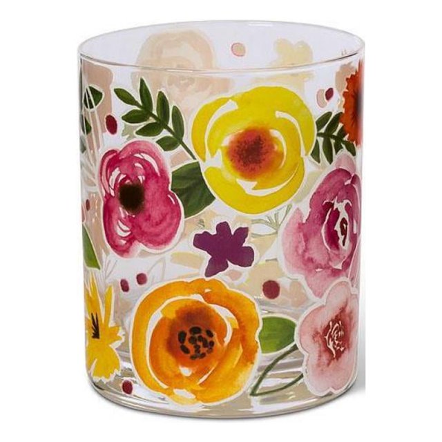 Set of 12 Bold Floral Tumbler Glass