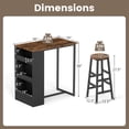 thumbnail image 3 of Costway 3 Pieces Bar Table Set Industrial Counter Height Dining Table Set with Storage, 3 of 10