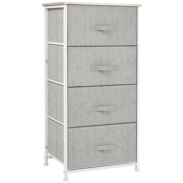 HOMCOM Commode de Rangement en Lin à 4 Tiroirs avec Cadre en Métal