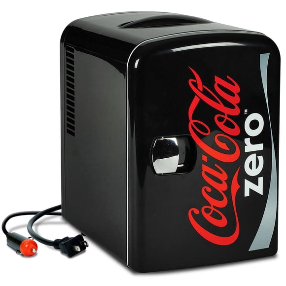 Coca-Cola Mini réfrigérateur thermoélectrique portable, capacité de 6 canettes, 4 L/4,2 qt, 12 V DC/110 V AC pour la maison, dortoir, voiture, bateau, soins de la peau, boissons, collations, médicamen