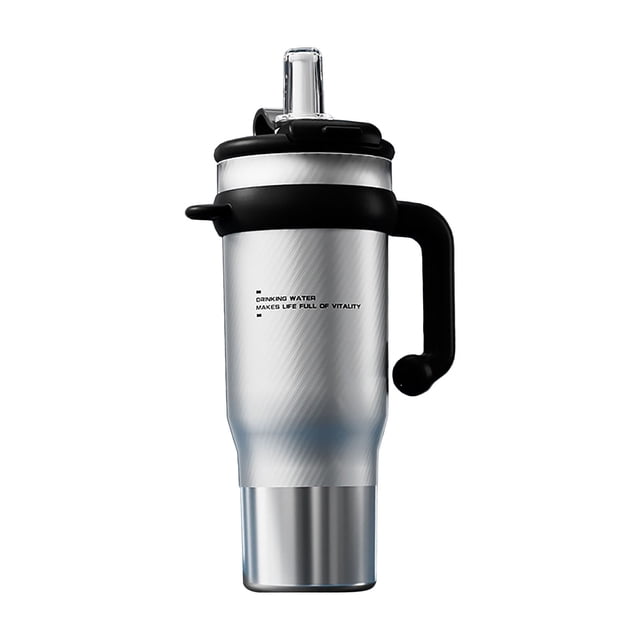 Gobelet Isotherme en Acier Inoxydable 40oz avec Poignée, Double Paroi sous Vide, Couvercle Anti-Déversement, Paille Réutilisable, Grande Capacité 1200ml Tasse pour Boissons Froides et Chaudes, Bleu/noir/blanc/naturel