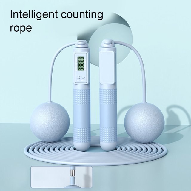 tredstone Corde à Sauter en PVC Portable Remplacement Numérique Couleur Unie Intérieur Extérieur Bouton de Contrôle Ergonomique Cordes à Sauter Réglables Bleu 2 en 1