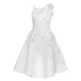 thumbnail image 3 of Jhaoyu Robe de Demoiselle d'Honneur pour Enfants, Satin Brodé, Concours, Bal, Fête Formelle, Tulle, Tutu, Robe de Bal, Ivoire, 10, 3 of 5