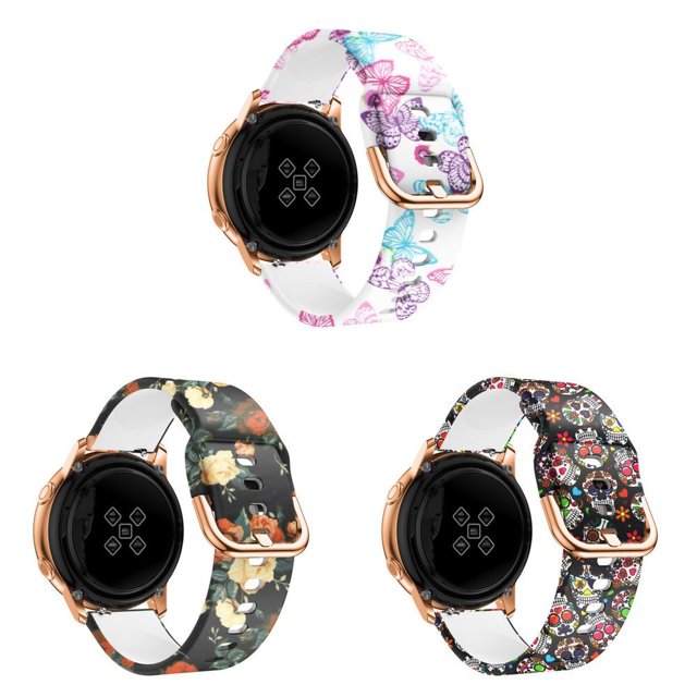 ALMNVO (Single pack 3pack) 20mm Compatible with Galaxy Watch 5 4 40/44mm Watch 5 Pro 45mm Samsung Galaxy Watch 4 Classic 42/46mm Galaxy Watch Active 2/3 Flower Silicone Pattern Replacement Strap