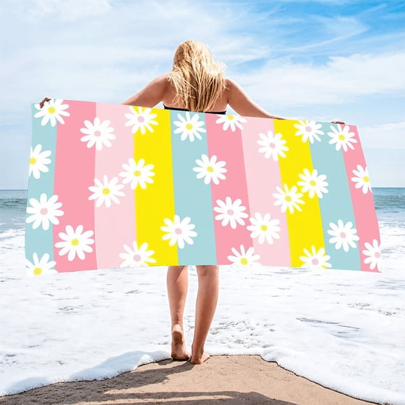 Dvkptbk Microfiber Beach Towel Super Lightweight Colorful Bath Towels Sandproof Beach Blanket Multi-purpose Towel for Travel Swimming Pool Beach Vacation Essentials
