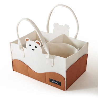 Sunveno Porte-Couches pour Bébé, Bac de Rangement pour la Chambre de Bébé et Panier Organisateur pour Voiture, Ours