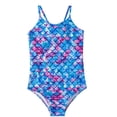 thumbnail image 1 of Sunnyoo Big Girls One-Piece Swimsuit Scales Print Quick Drying Bathing Suit, 1 of 4