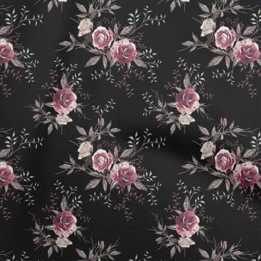 oneOone Cotton Silk Black Fabric Florals Sewing Material Print Fabric By The Yard 42 Inch Wide