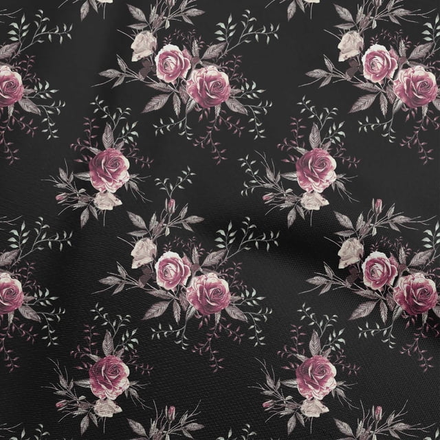 oneOone Viscose Jersey Black Fabric Florals Sewing Craft Projects Fabric Prints By Yard 60 Inch Wide